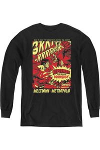 Футболка с длинным рукавом для детей "Superman: Метрополис в опасности" Gildan, черный