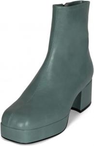 Женские ботильоны FOWT с квадратным носком на платформе, средней высоты каблук, средние по голенищу, с боковой молнией, модные обувь для улицы и путешествий, размер 4-16 US, Cadet Blue