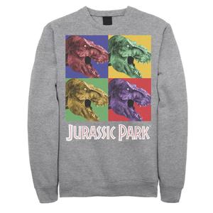 Мужской флисовый пуловер в стиле поп-арт в стиле «Парк Юрского периода» с четырьмя квадратами в стиле «Дино» Licensed Character