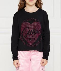 Блуза детская Guess с сердцем из страз, черный