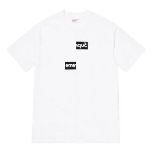 Футболка fw18 x comme des garcons shirt split box logo tee white logo tee Supreme, белый