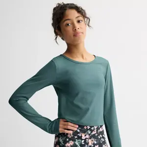 Длинный рукав, ребристая футболка для девочек 7-20 Tek Gear, цвет lazy river