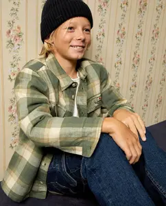 Рубашка с подкладкой в клетку Sfera, хаки