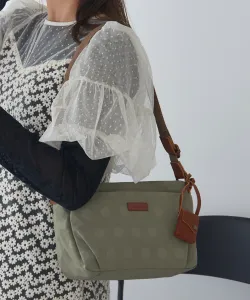 Сумка через плечо из нейлона в горошек и коровьей кожи Toleur, цвет L.Gry