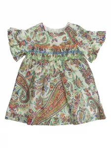 Расклешенное платье с принтом Paisley ETRO KIDS, зеленый
