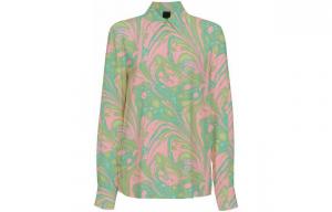 Рубашка с классическим воротником и абстрактным принтом PINKO, зеленый