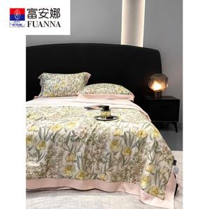 Fuanna Летний шелковый комплект постельного белья (пододеяльник 220х240 см, простыня, 1 пара наволочек), цвет Ran Hua