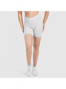 SMILODOX Короткие леггинсы Arleta Scrunch светло-серого цвета