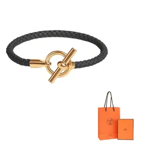 HERMES Браслет из телячьей кожи мужский black