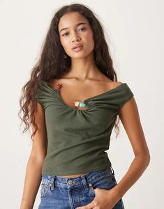 Топ без рукавов в рубчик с отделкой ASOS DESIGN цвета хаки