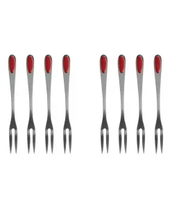 Набор из 8 вилок из нержавеющей стали и силикона Maine Man Seafood, красный