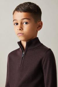 Джемпер Blackhall из мериносовой шерсти с воротником стойкой и застежкой молнией на половину длины Reiss, бордовый