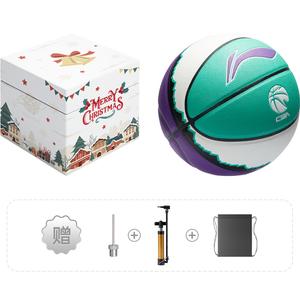 LINING Баскетбольный мяч CBA Collection PU зеленый фиолетовый белый размер 7 тренировочный unisex