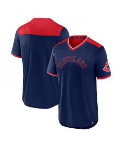 Мужская фирменная темно-красная футболка Cleveland Indians Cooperstown Collection True Classics с v-образным вырезом Fanatics, синий