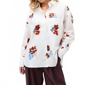 Paul Smith Женская хлопковая рубашка с цветочным принтом, белая, в туманном стиле