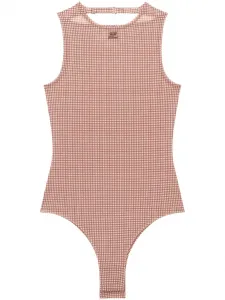 Клетчатое боди с пряжкой Courrèges, коричневый