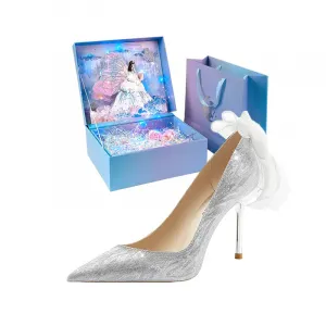 Wuguniang Женские туфли на высоком каблуке, серебристые