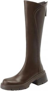 Женские винтажные ботинки на платформе с мягкой толстой подошвой, эластичные узкие современные высокие ботильоны для осенне-зимней носки Generic, Brown