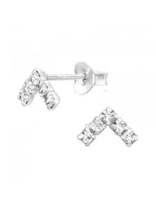 Alexander York Треугольные серьги-гвоздики с кристаллами из серебра 925 пробы, комплект из 2 штук