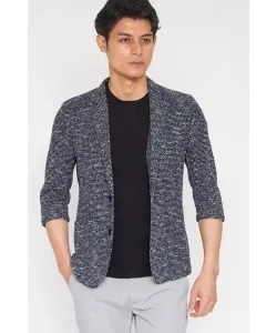 Куртка ZERO by TORNADO MART из меланжевой сетчатой ткани с рукавами 3/4, цвет Navy