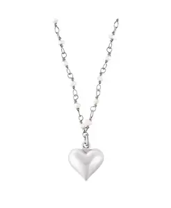 Ожерелье из четок с пресноводным жемчугом и подвеской в виде сердца, серебро 925 пробы с черным родием Adornia Fine, black-white