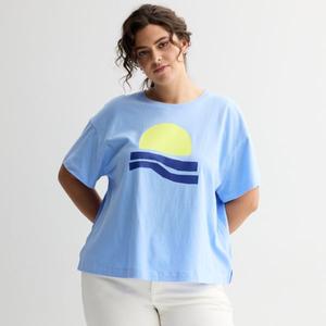 Футболка свободного кроя больших размеров Sonoma Goods For Life, цвет light blue sun graphic