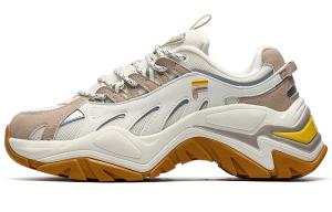 Кроссовки Fishbone Chunky женские низкие First Snow White / Taro Stem Brown Fila Fusion