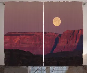 Штора ABAKUHAUS Небесная рустика, Полная луна над ущельями, универсальная ленточная штора для гостиной с петлями и крючками, 280 x 225 см, цвет: лилово-серый, бледно-бордовый Abakuhaus