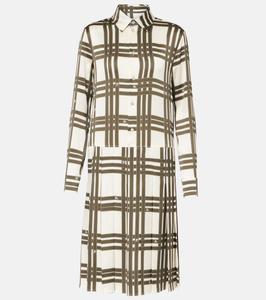 Платье-рубашка из шелка в клетку Ribbon Check Burberry, Swamp Ip