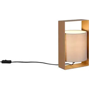 REALITY светильники Настольная лампа PAIL, настольная лампа с шнуровым выключателем, без 1x E27 макс. 10 Вт, тканевый абажур E27 1 шт. Дизайнерская настольная лампа Металлическая рамка с тканевым абажуром, 16x27x15 см (Ш/В/Г) Reality Leuchten, коричневый