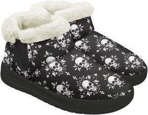 Женские зимние ботинки с меховой подкладкой, зимние ботильоны для женщин с мемори-пенной стелькой, повседневная зимняя обувь Fuojuvelie, Halloween Skull Theme