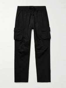 Прямые брюки-карго из атласа с завязками на шнурке JOHN ELLIOTT, черный
