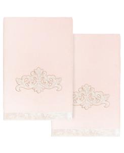 Набор банных полотенец из турецкого хлопка, украшенный вышивкой, 2 предмета Linum Home, цвет blush