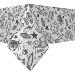 Прямоугольная скатерть, 100 % хлопок, 52x120 дюймов, эскиз морепродуктов.