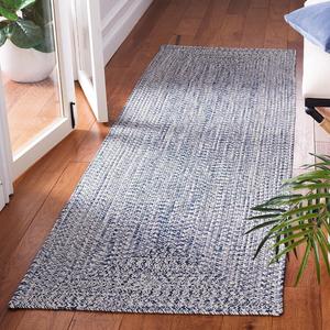 Ковер-дорожка SAFAVIEH, 69 x 183 см,  Braided Collection, Dark Blue & Ivory, ручной работы в деревенском стиле, идеален для помещений с высокой проходимостью в гостиной, спальне (BRA201N)