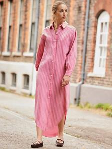 Полосатое платье-макси с рубашечным кроем Ro&Zo, Pink