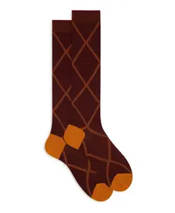 Длинные хлопковые носки с ромбовидным узором Gallo, мультиколор