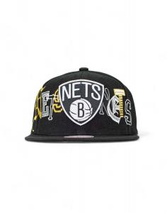 Мужская бейсболка Nba Brooklyn Nets Hype Type Snapback черного цвета Mitchell & Ness