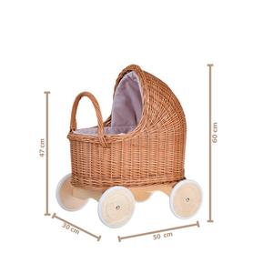 Коляска Для Кукол Lara Xl С Розовым Льном 50X30 H47/60 Cm WickerPL