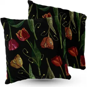 Подушка велюровая "Тюльпаны" 40х40 см, декоративная, с наполнителем, для гостиной, спальни или в подарок 5made