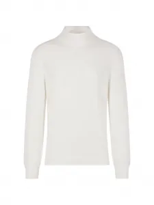 Джемпер с ребристой вязкой и воротником-стойкой Brunello Cucinelli, белый