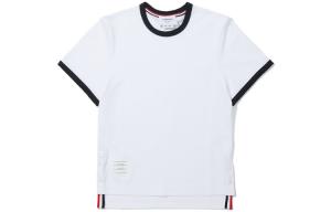 Футболка с контрастной отделкой THOM BROWNE, белая