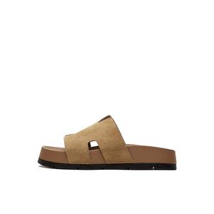 Женские кожаные тапочки-слайды с резиновой подошвой и тихим скольжением DAPHNE, Apricot