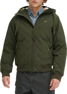 Мужская стеганая куртка-бомбер Levi's с ромбовидной отделкой и подкладкой из шерпы, Olive