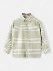 Детская рубашка Oliver из чистого хлопка с длинными рукавами в клетку Mango, Bright Green