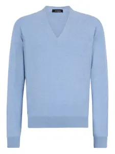 Свитер с v-образным вырезом и вышитым логотипом DSQUARED2, синий