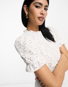 Белый топ с короткими рукавами из джерси Vila