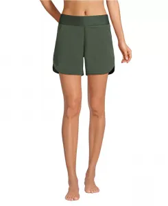 Женские шорты SunShade UPF 50 длиной 5 дюймов с трусиками Lands' End, зеленый