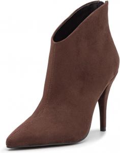 Женские ботильоны Miss Left Chic с закрытым носком, высокой шпилькой, молнией сзади, короткие осенние ботинки для повседневной носки и офиса, размер 4-16 US, Brown