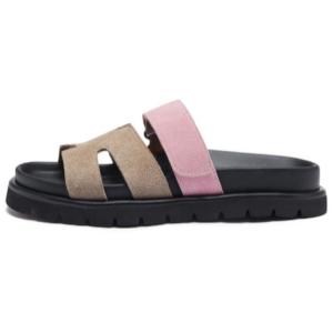 Скользостойкие антибактериальные шлепанцы-слипоны женские CAMEL, цвет хаки/розовый